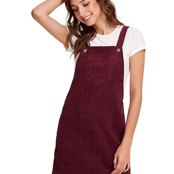 purple corduroy pinafore dress